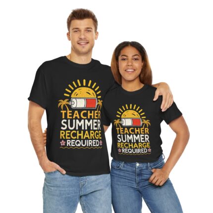 Teacher Summer Recharge Required Tee, Relaxed Cotton T-Shirt for Educators, Vacation Shirt, Teacher Appreciation Gift, Summer Outfit